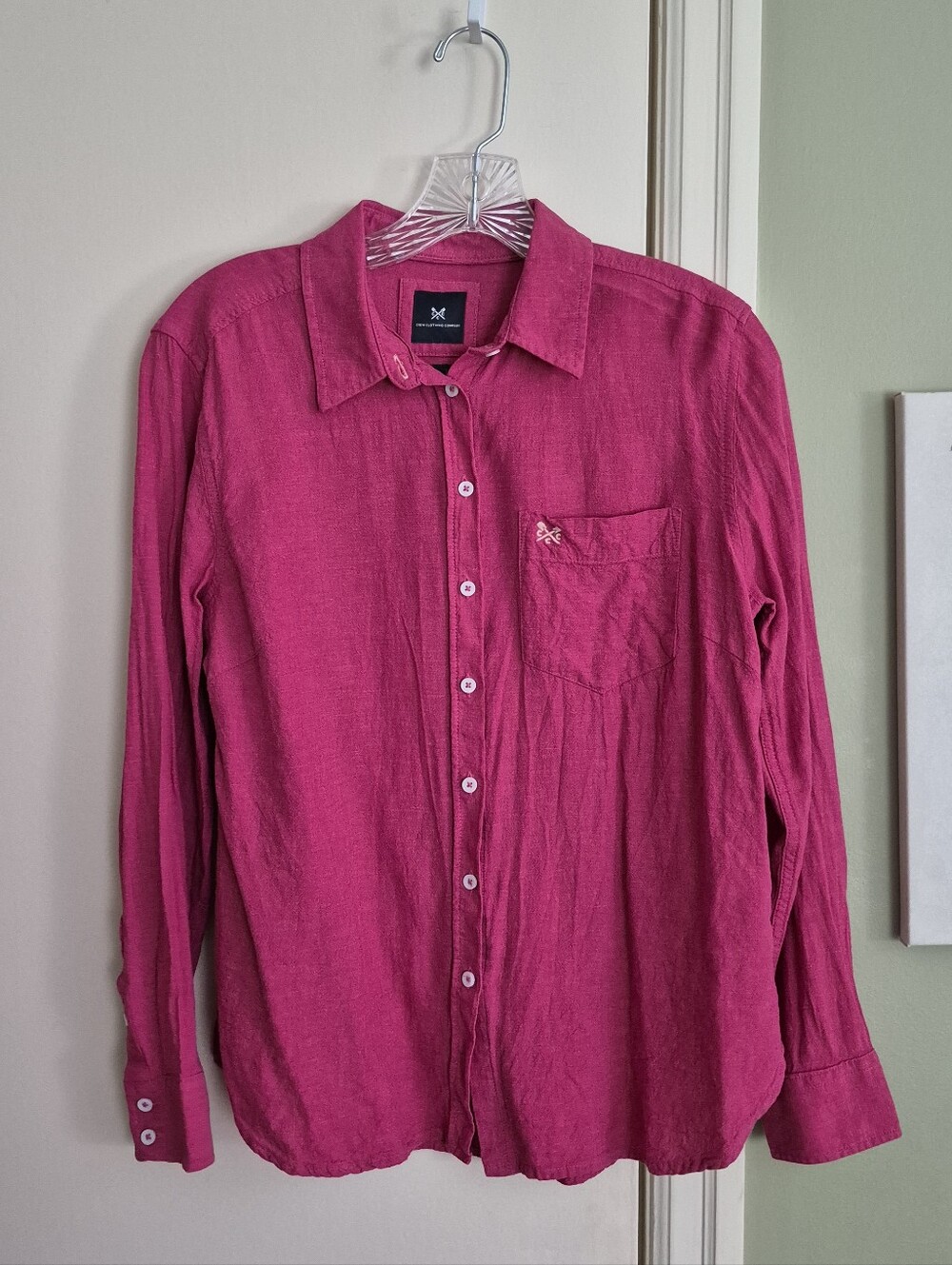 Crew Clothing Co. (U.K.) Linen-Viscose Blend Airy Relaxed Fit Shirt US6 LIKE NEW